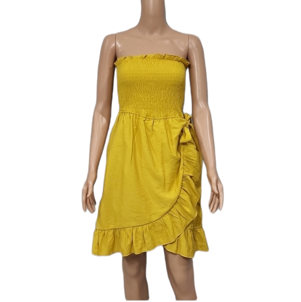 SHE+SKY YELLOW STRAPLESS DRESS SIZE L NWT